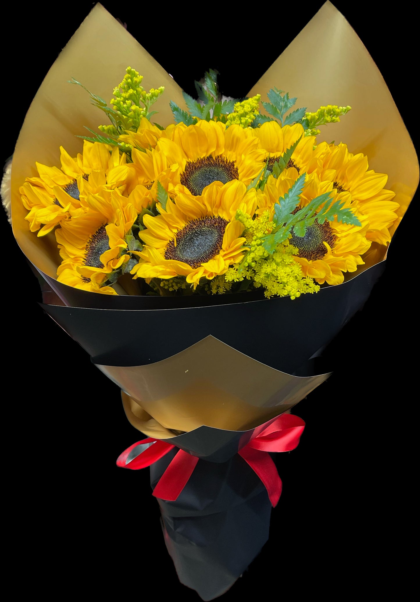13 Premium Sunflowers Bouquet Wrapped in Black Special Paper image 0