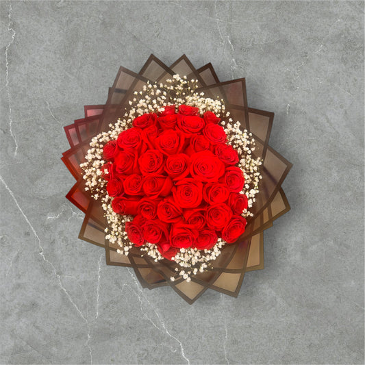 36 Mexican Small Roses with baby breath (ordinary Roses) image 1