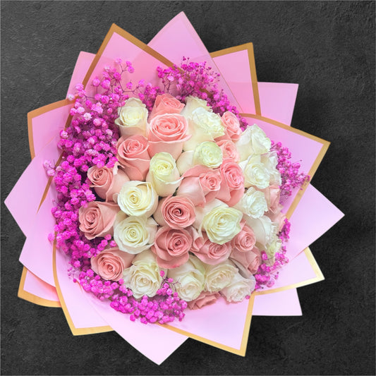 37 Beautiful Premium Pink and White Roses image 1