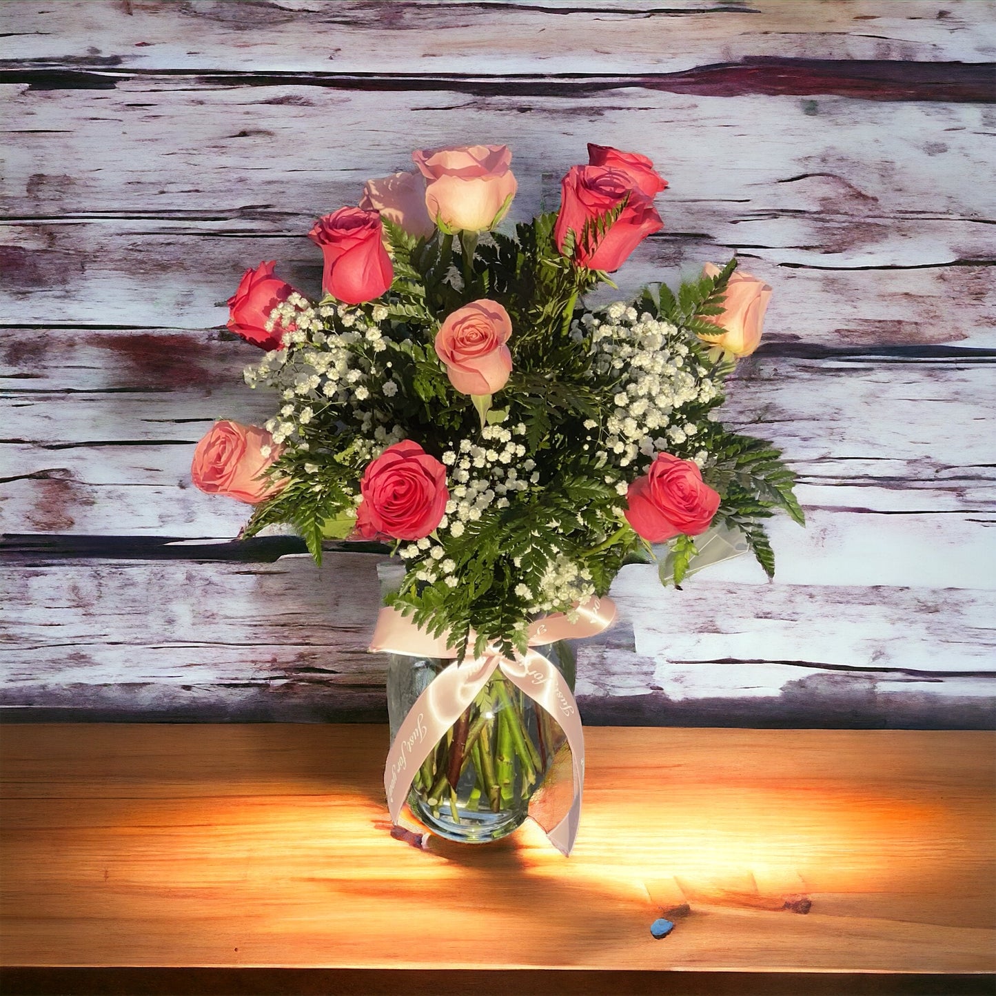 13 Sweet lovely Premium Pink Roses in vase image 1