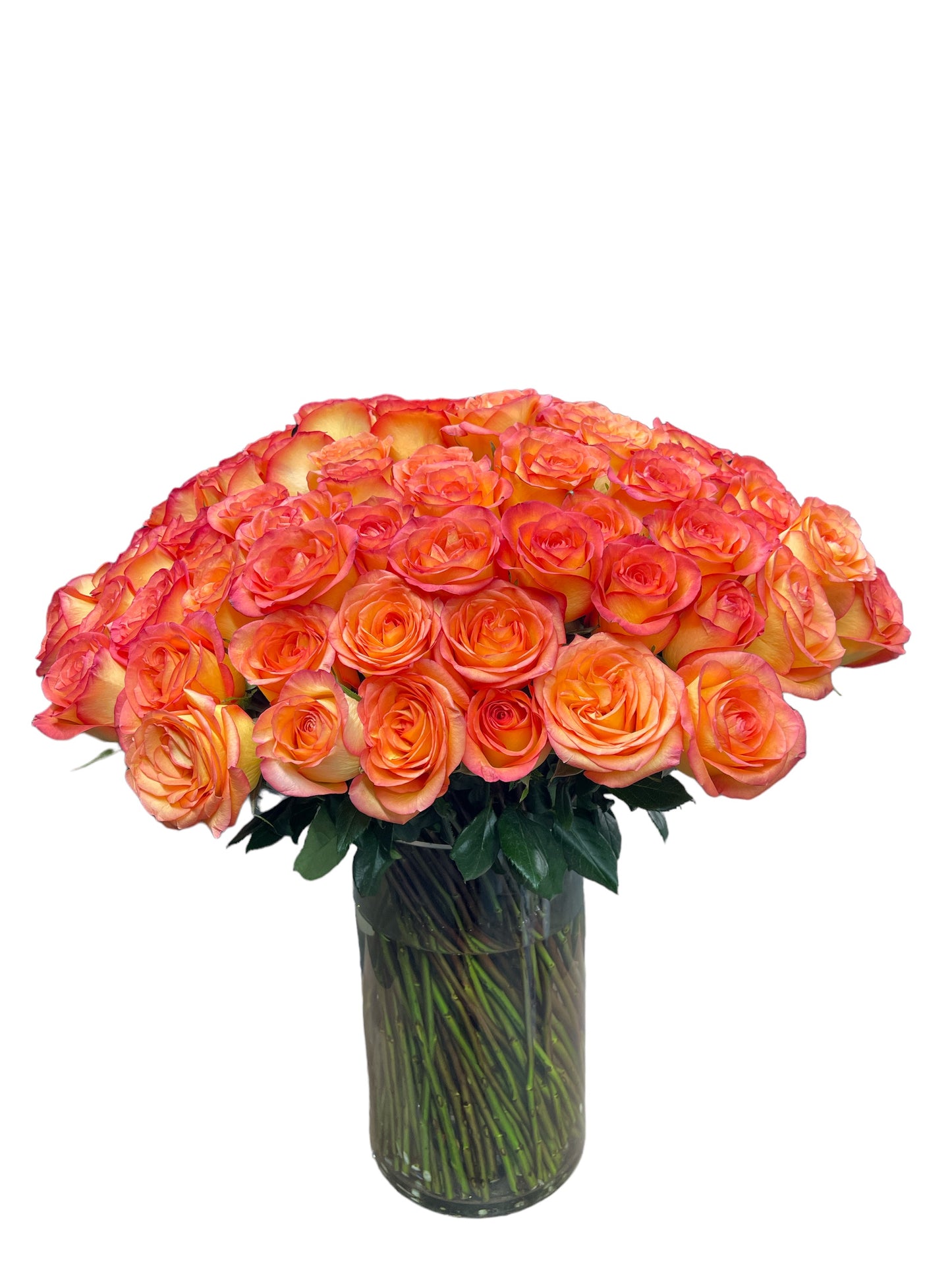 Beautiful 100 Skyfire Orange Roses in a Vase image 2