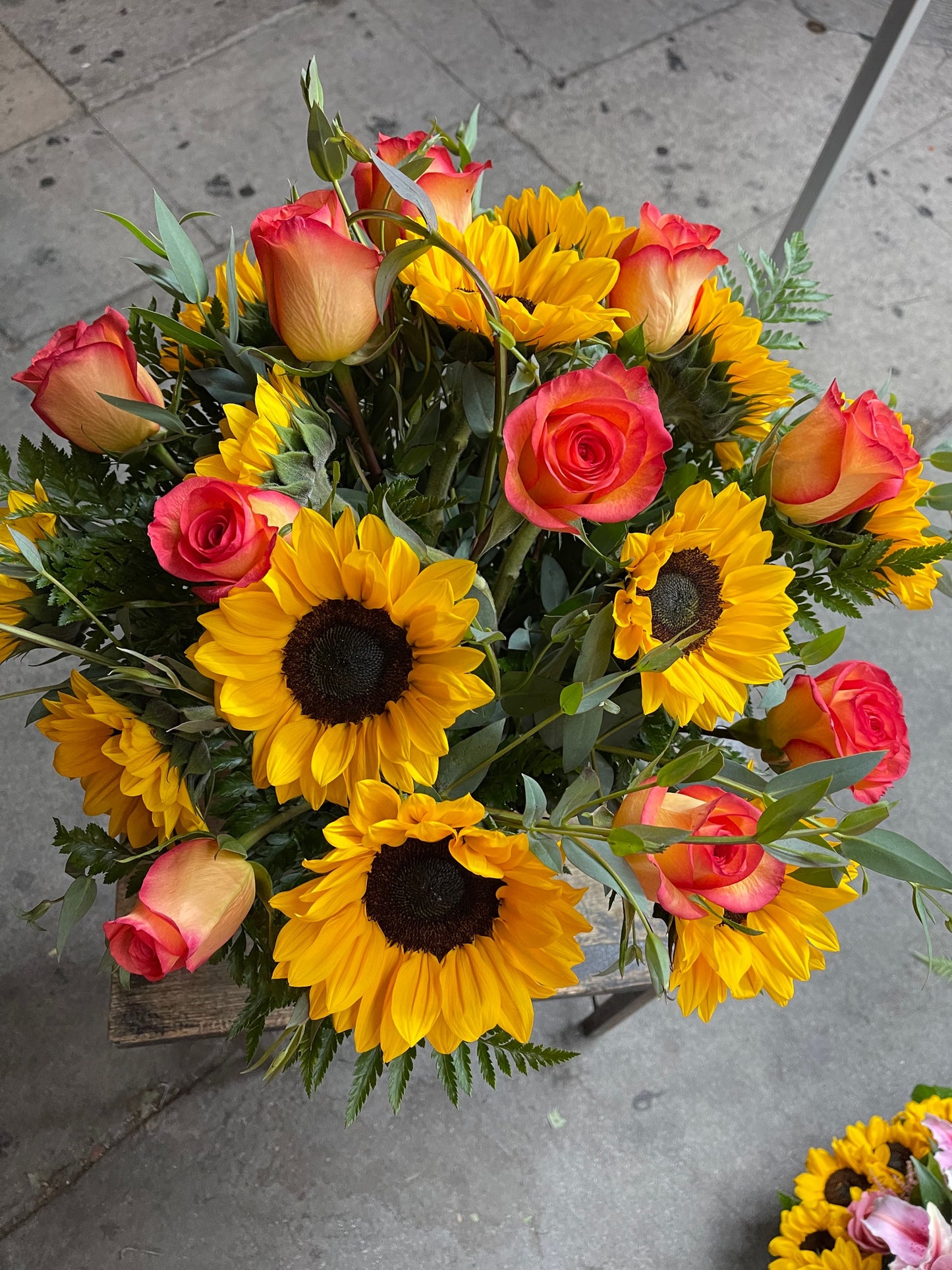 (Autumn Love) 12 Ecuatorians Sunflowers plus 12 Sky Premium in cylinder Glass image 2