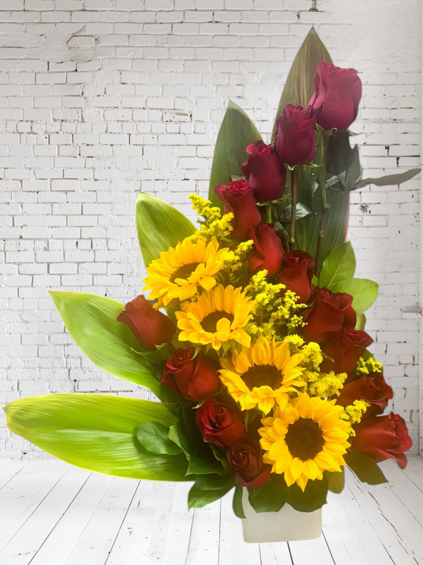 Premium Sunflowers and Roses arrangement image 2