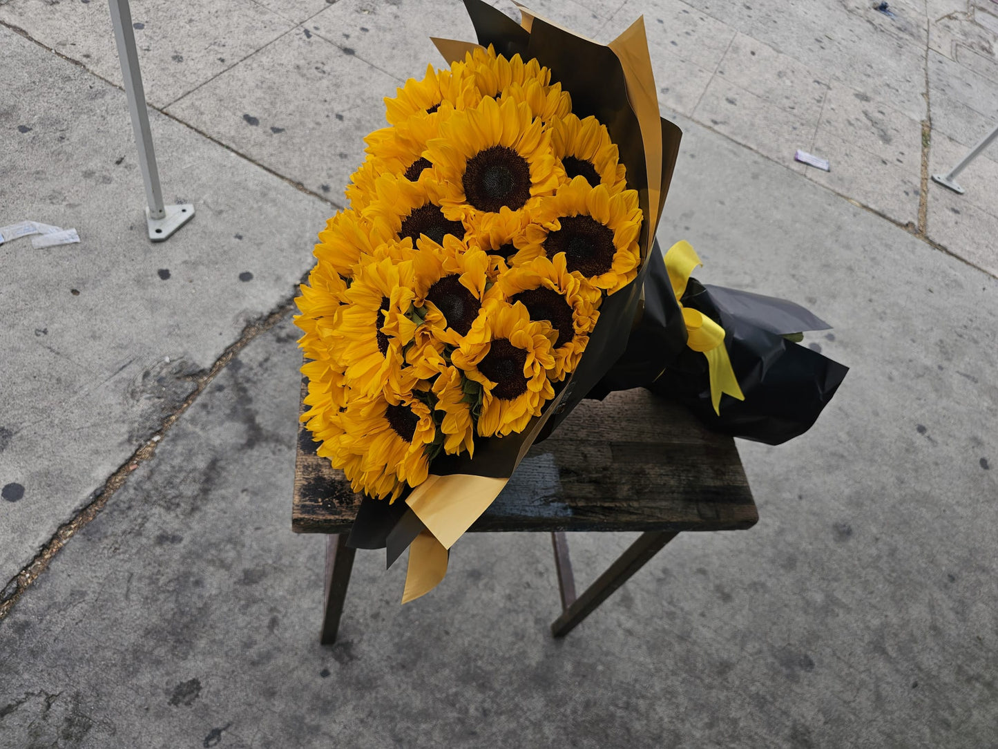 50 Premium Sunflowers Wrapped in black paper image 2