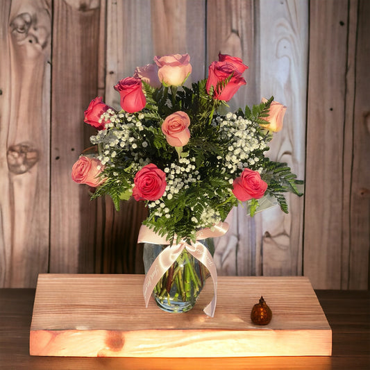13 Sweet lovely Premium Pink Roses in vase image 0