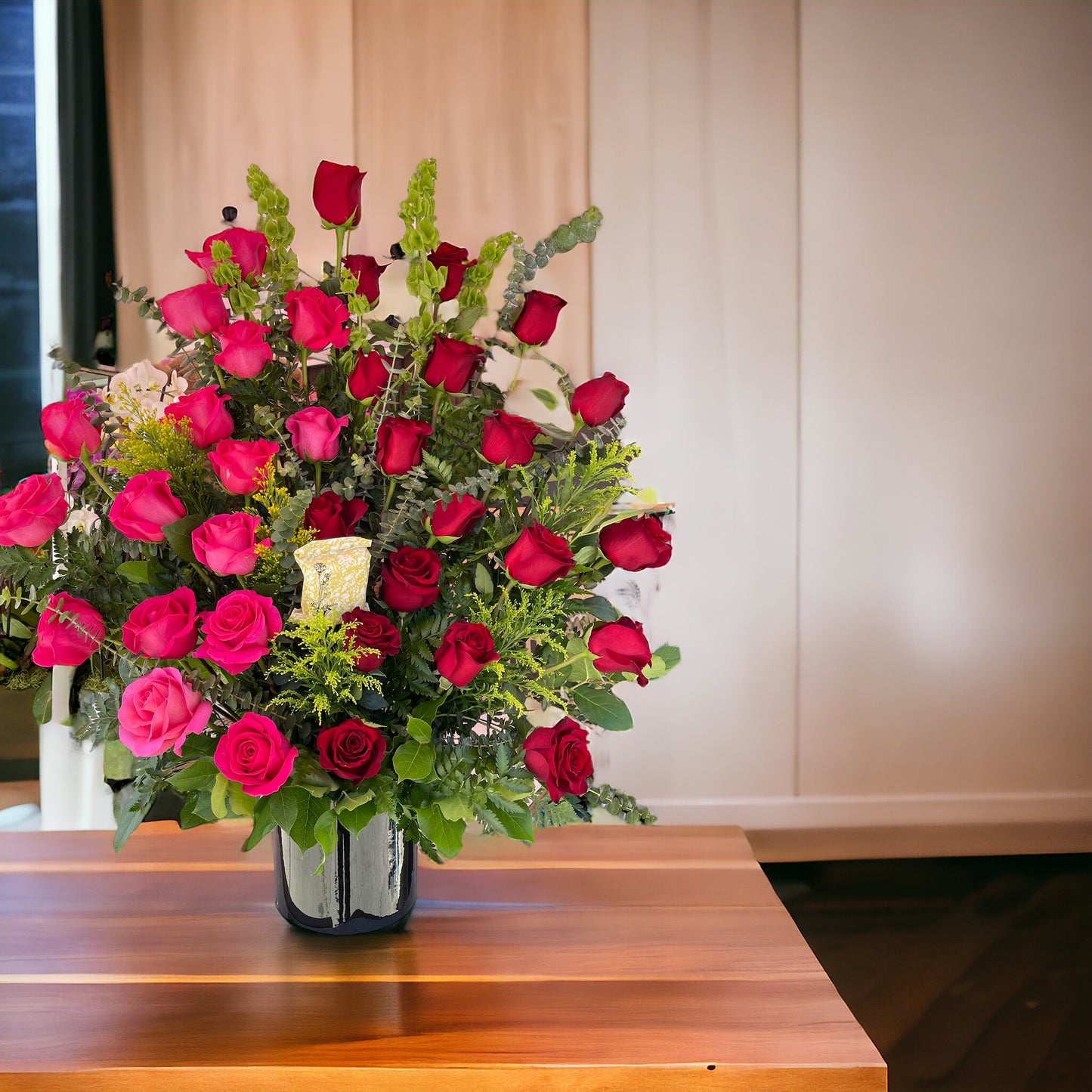 36 Gorgeous Hot pink and Red Roses Arrangement image 0
