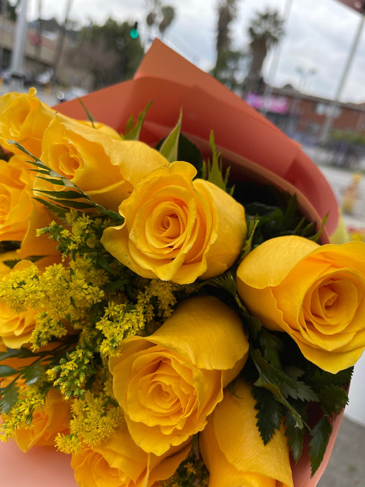 15 Sunshine Premium Roses Bouquet Wrapped in Special Paper image 1