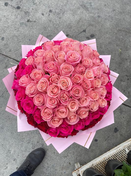 100 PREMIUM Roses Ligth pink, Hot Pink and Red to enhance beauty image 1