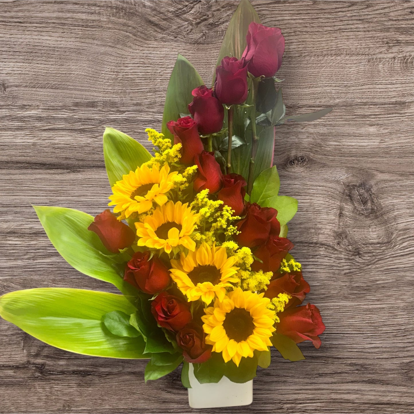 Premium Sunflowers and Roses arrangement image 3