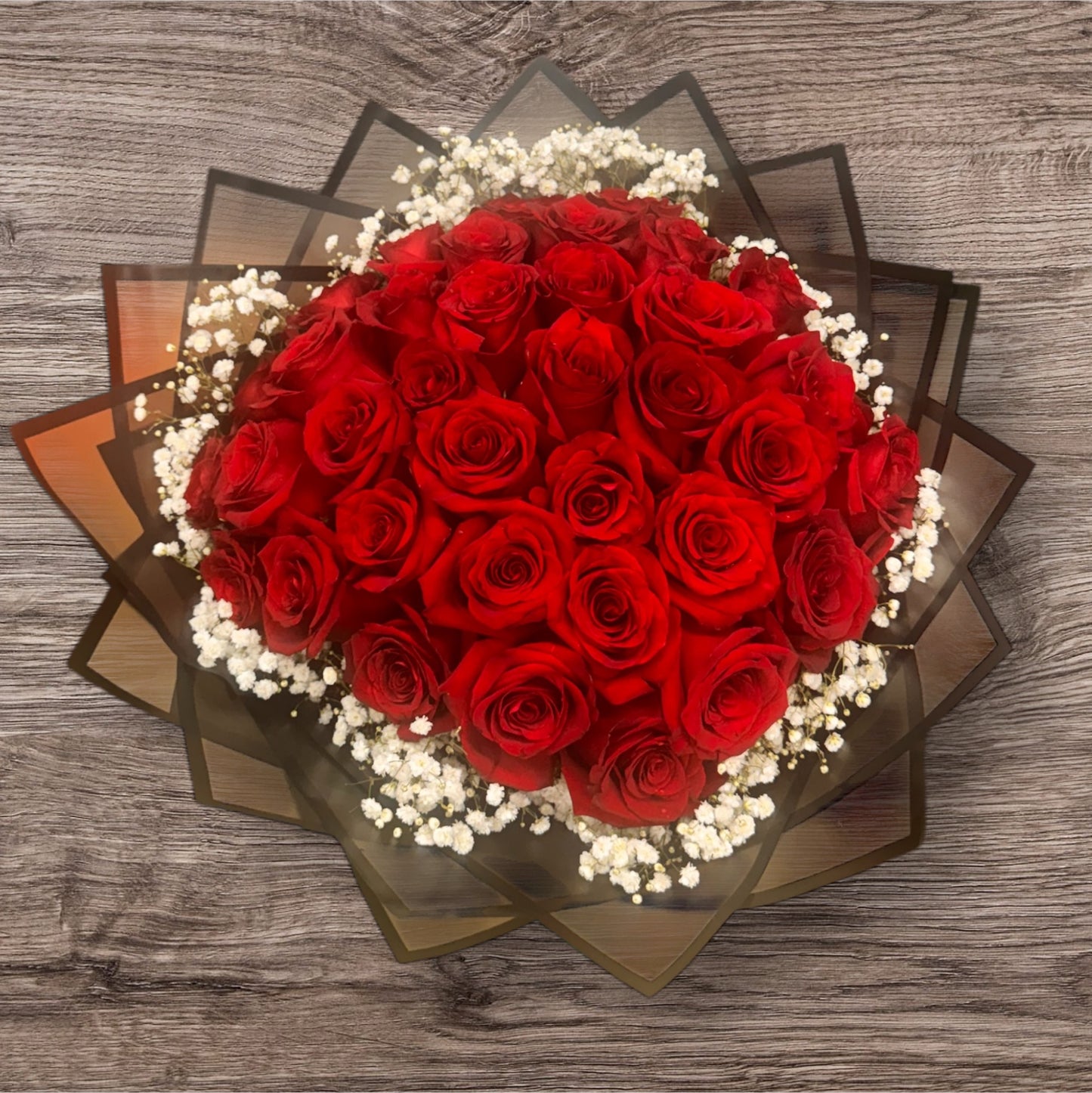 36 Premium Roses sorrounded by Baby breath image 4