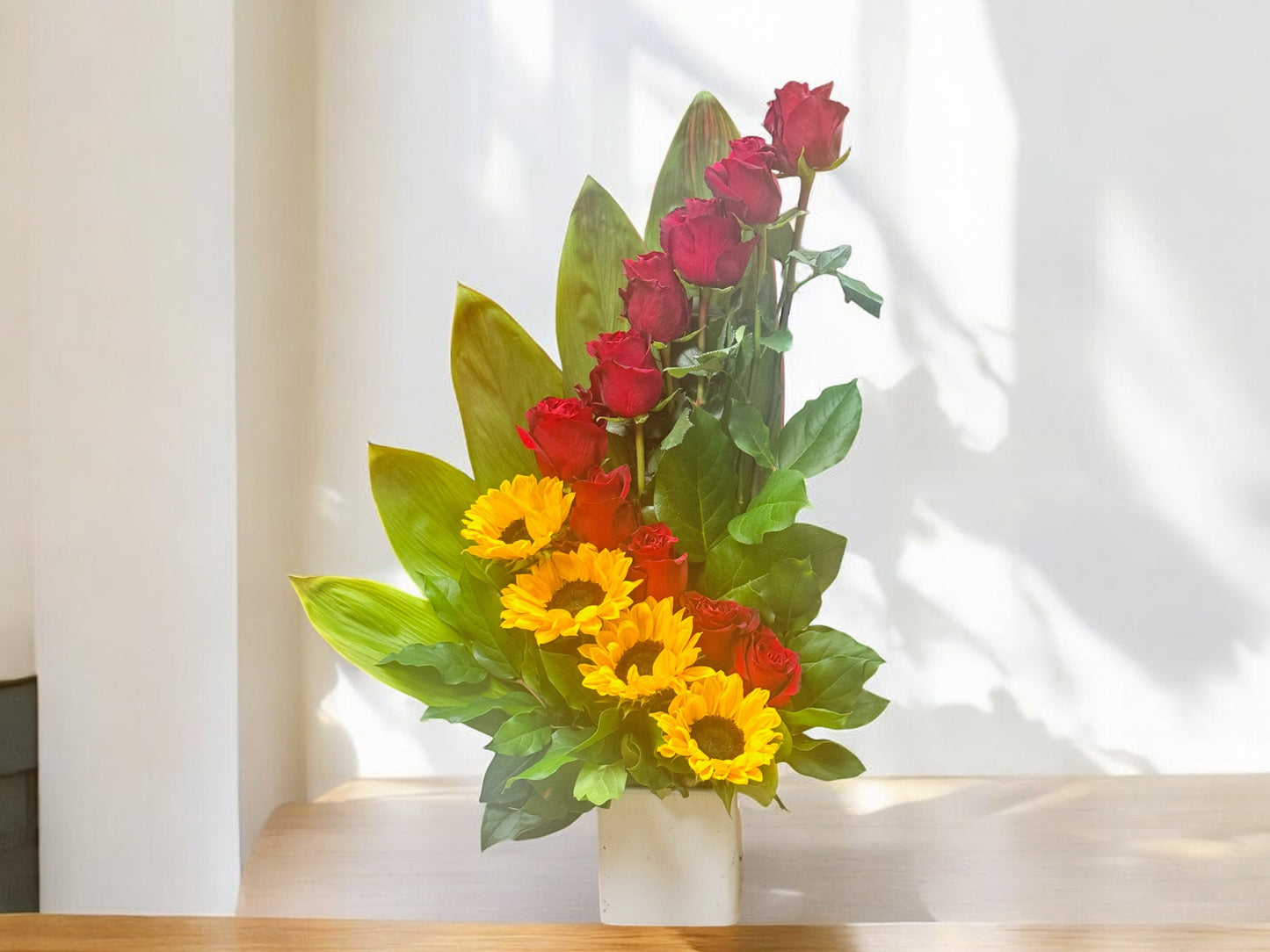 Roses and sunflowers arrangement image 3