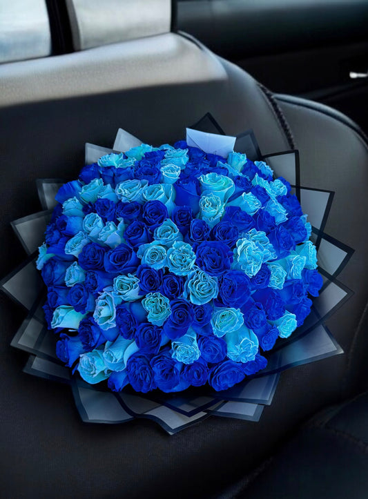 125 Premium Royal and Baby Blue Roses Long Stem  image 0