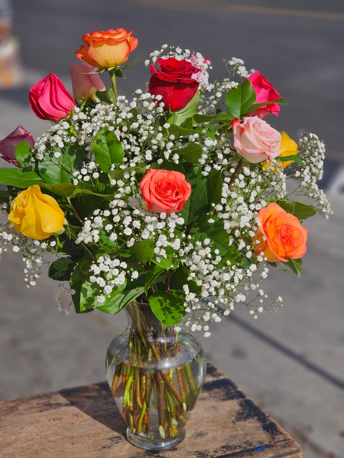 Gorgeous 13 Premium Assorted Roses in a Vase image 0