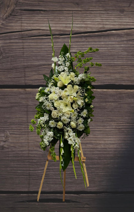 White Funeral Spray Arrangement  image 1