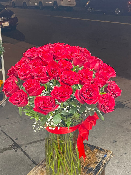 51 Beautiful Premium Deep Red Roses in vase  image 0