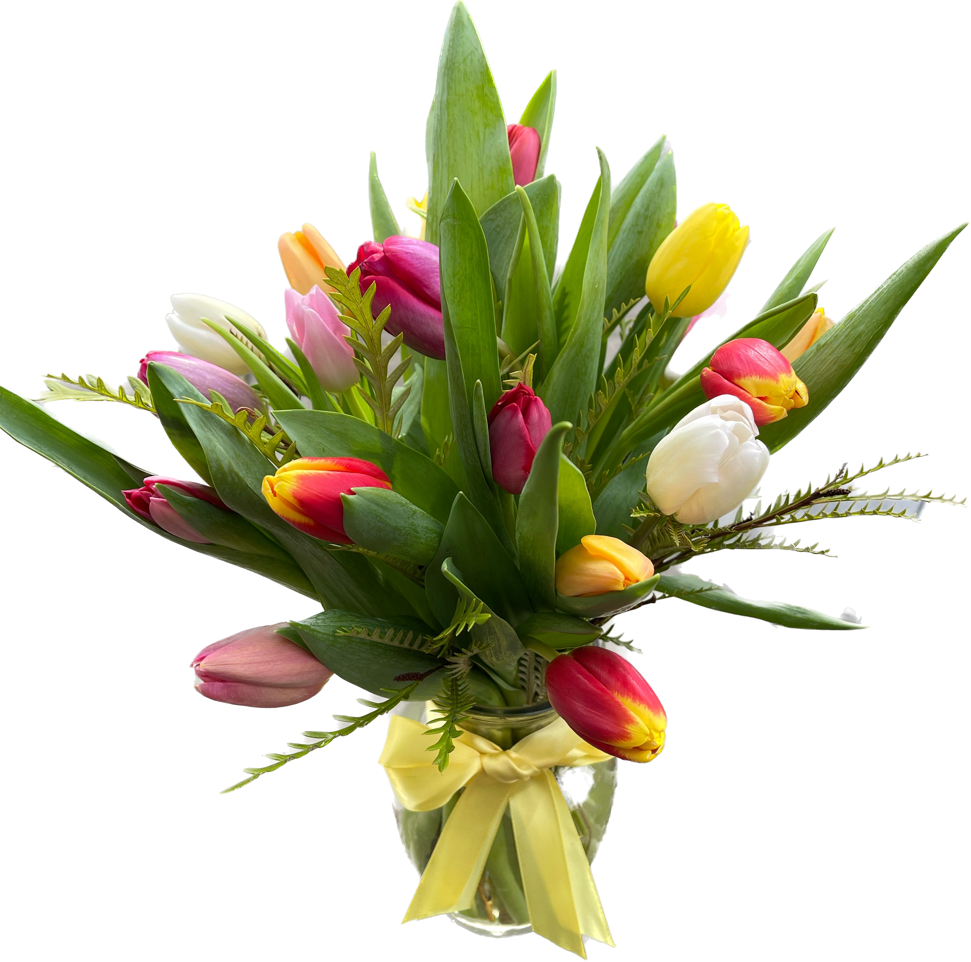 15 Colorful Tulips in a Glass Vase selected colors image 0
