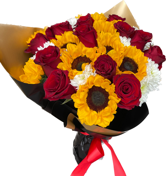 Sunny Deep Red Rose Bouquet image 0