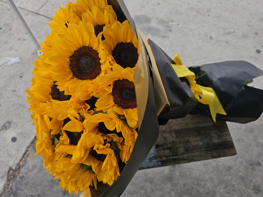 50 Premium Sunflowers Wrapped in black paper  image 0