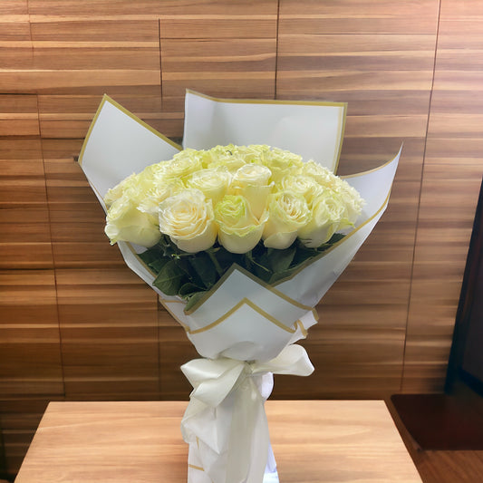 36 Premium White Roses Wrapped in Black or white Special wrapping  image 0