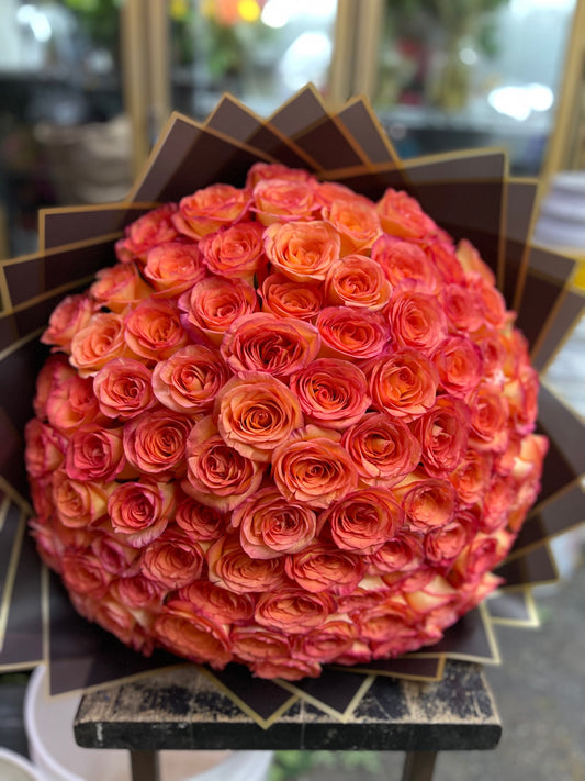 100 Premium Sky Fire Roses long Stem image 0
