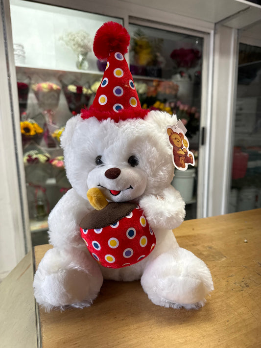 Happy Birthday White teddy Bear 9 inches tall  image 0