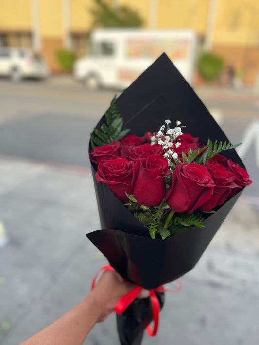 15 premium Deep Red Roses Wrapped in Black wax Special paper image 0