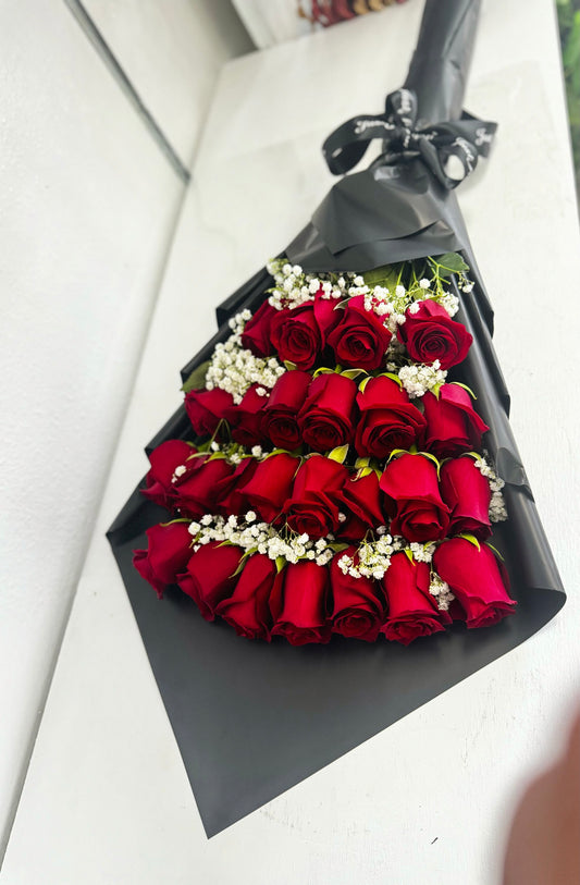 25 Beautiful Long Stem Premium deep Red Roses Stacked up  image 0