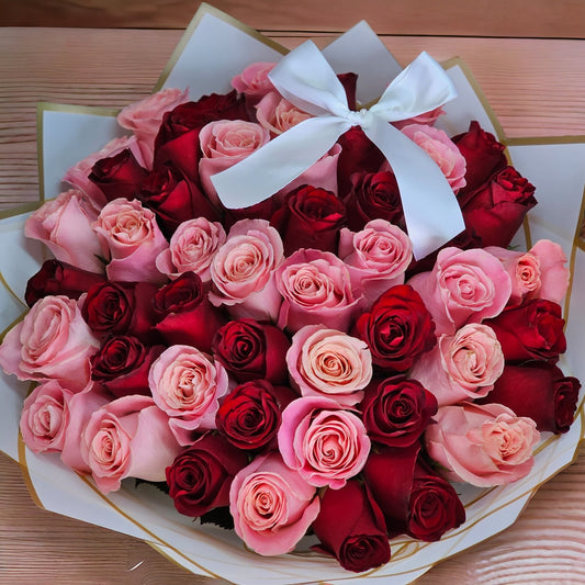 50 Beautiful Premium  Red and Pink Roses Wrapped in White or black paper  image 0